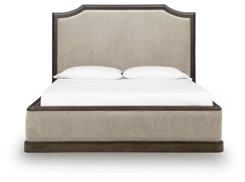 Wickenger Dark Brown King Upholstered Panel Bed - PCB889B8