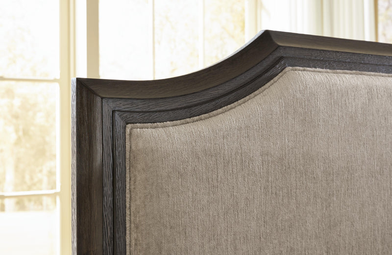 Wickenger Dark Brown King Upholstered Panel Bed - PCB889B8