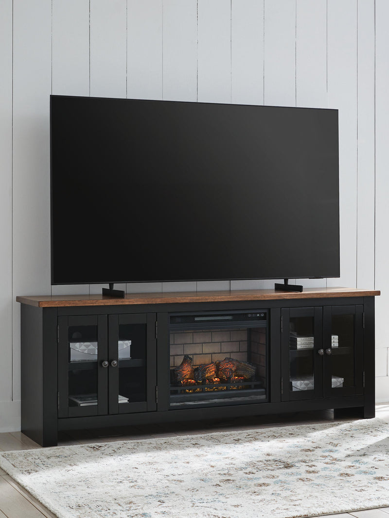 Wildenauer Brown/Black 76" TV Stand with Electric Fireplace - W664W1