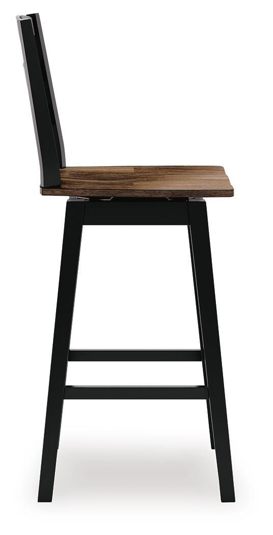 Wildenauer Brown/Black Bar Height Bar Stool, Set of 2 - D634-230