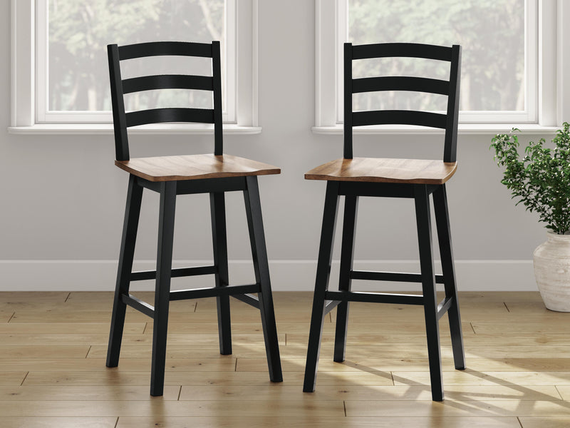 Wildenauer Brown/Black Bar Height Barstool (Set of 2) - D634-230X2
