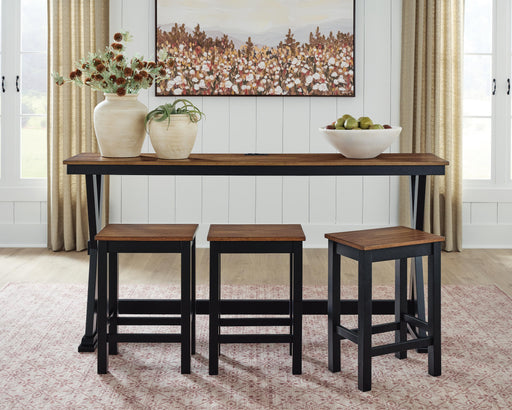 Wildenauer Brown/Black Counter Height Dining Table and 3 Barstools Set - D634-113