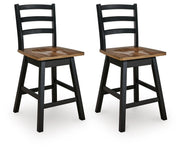 Wildenauer Brown/Black Counter Height Swivel Barstool, Set of 2 - D634-224