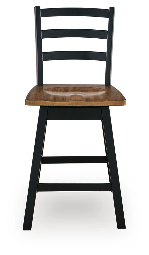 Wildenauer Brown/Black Counter Height Swivel Barstool, Set of 2 - D634-224