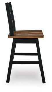 Wildenauer Brown/Black Counter Height Swivel Barstool, Set of 2 - D634-224