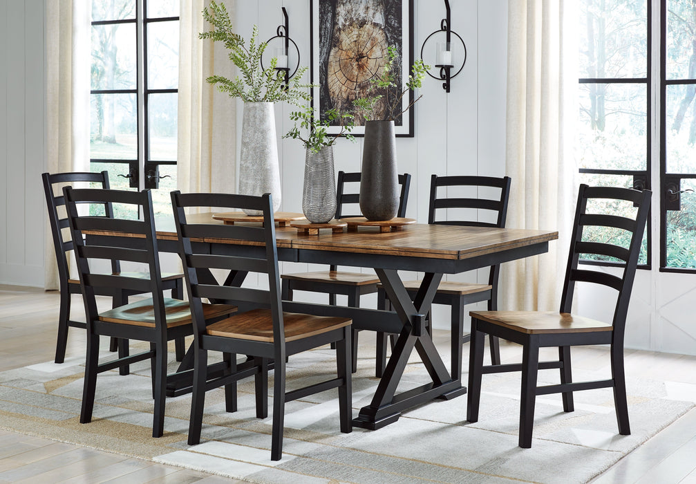 Wildenauer Brown/Black Dining Table and 6 Chairs - Gate FurnitureDining Room Set