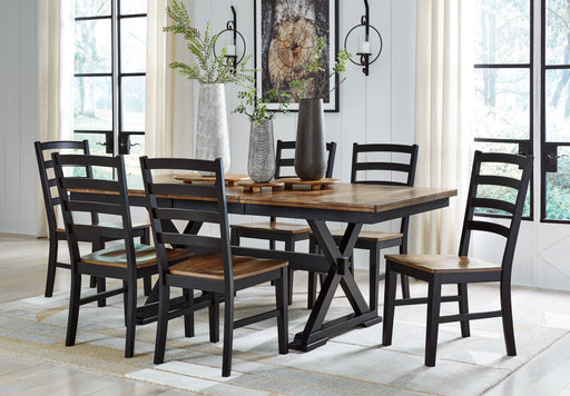 Wildenauer Brown/Black Dining Table and 6 Chairs - Gate FurnitureDining Room Set