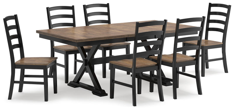 Wildenauer Brown/Black Dining Table and 6 Chairs - Lara FurnitureDining Room Set