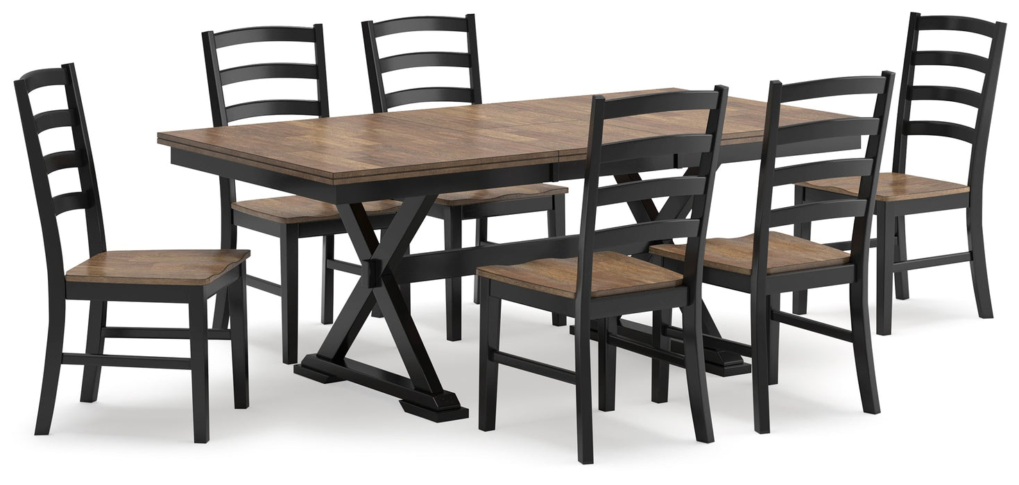 Wildenauer Brown/Black Dining Table and 6 Chairs - Gate FurnitureDining Room Set