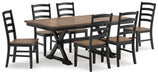 Wildenauer Brown/Black Dining Table and 6 Chairs - Gate FurnitureDining Room Set
