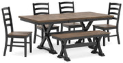 Wildenauer Dining Table and 4 Chairs and Bench in Brown/Black from Ashley - Lara Furniture