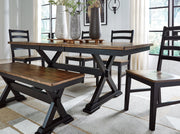 Wildenauer Dining Table and 4 Chairs and Bench in Brown/Black from Ashley - Lara Furniture