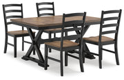 Wildenauer Dining Table and 4 Chairs in Brown/Black from Ashley - Lara Furniture
