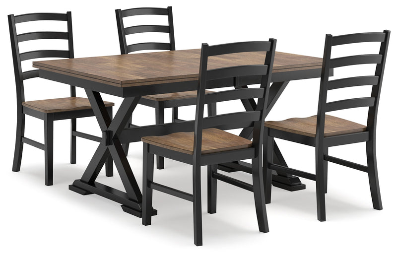 Wildenauer Dining Table and 4 Chairs in Brown/Black from Ashley - Lara Furniture