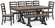 Wildenauer Dining Table and 6 Chairs and Bench in Brown/Black from Ashley - Lara Furniture