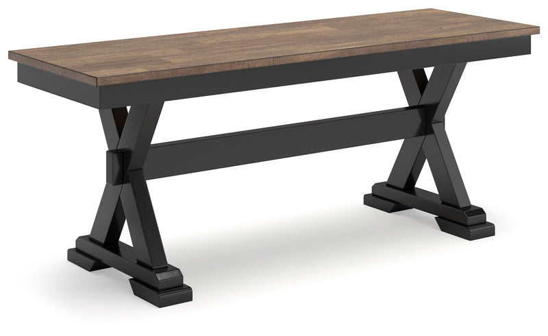 Wildenauer Dining Table and 6 Chairs and Bench in Brown/Black from Ashley - Lara Furniture