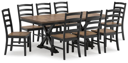 Wildenauer Dining Table and 8 Chairs in Brown/Black from Ashley - Lara Furniture