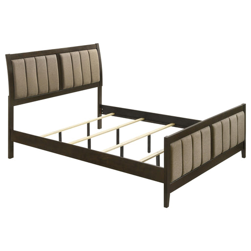 Wilkes 51-inch Upholstered Eastern King Bed Dark Cocoa - 224421KE