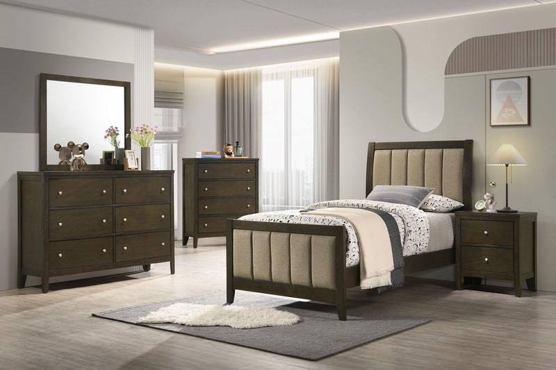 Wilkes 51-inch Upholstered Twin Bed Dark Cocoa - 224421T