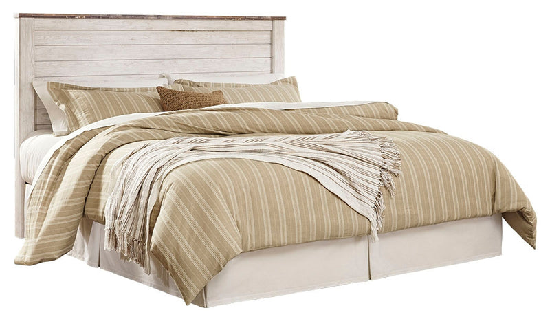 Willowton King/California King Panel Headboard Bed with Dresser in Whitewash from Ashley - Lara Furniture