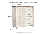 Willowton King Panel Bed, Dresser, Mirror, Chest and Nightstand - B267B68