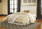 Willowton Queen/Full Panel Headboard Bed with Mirrored Dresser and 2 Nightstands in Whitewash from Ashley - Lara Furniture
