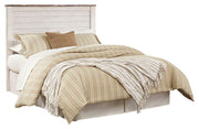 Willowton Queen/Full Panel Headboard Bed with Mirrored Dresser and 2 Nightstands in Whitewash from Ashley - Lara Furniture