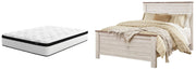 Willowton Queen Panel Bed with Mattress in Whitewash from Ashley - Lara Furniture