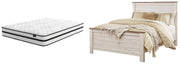Willowton Queen Panel Bed with Mattress in Whitewash from Ashley - Lara Furniture
