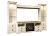 Willowton Whitewash 4 - Piece Entertainment Center with Electric Fireplace - Gate FurnitureEntertainment Center