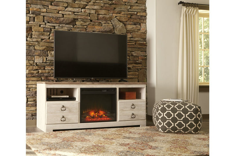 Willowton Whitewash 64" TV Stand - Lara FurnitureEntertainment Center