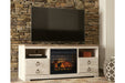Willowton Whitewash 64" TV Stand with Electric Fireplace - Gate FurnitureTV Stand
