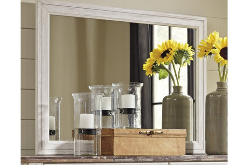 Willowton Whitewash Bedroom Mirror - Lara FurnitureMirror