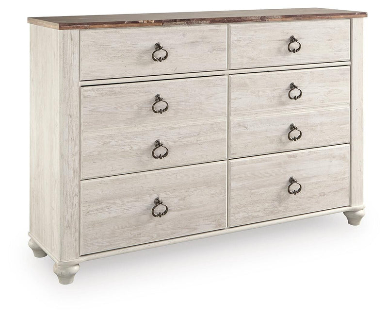 Willowton Whitewash Dresser and 2 Nightstands - B267B60