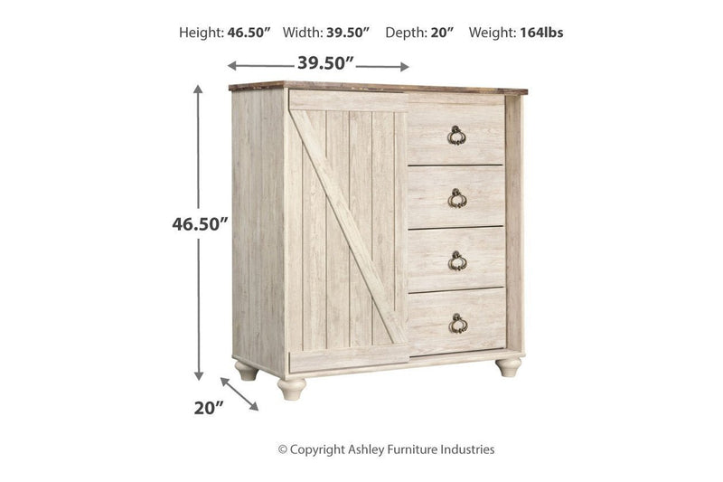 Willowton Whitewash Dressing Chest - Lara FurnitureChest