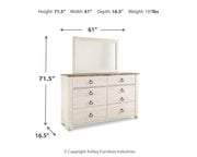 Willowton Whitewash Full Panel Bed, Dresser and Mirror - B267B54
