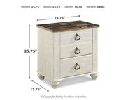 Willowton Whitewash Full Panel Bed, Dresser, Mirror, Chest and Nightstand - B267B64
