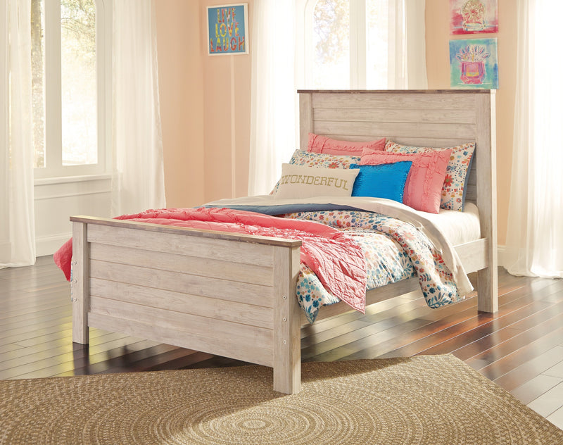 Willowton Whitewash Full Panel Bed - Lara FurnitureFull Bed