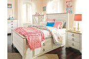 Willowton Whitewash Full Panel Bed with 2 Storage Drawers - Lara FurnitureFull Bed