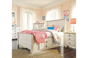 Willowton Whitewash Full Panel Bed with 2 Storage Drawers - Lara FurnitureFull Bed