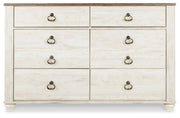 Willowton Whitewash Queen Sleigh Bed, Dresser and Nightstand - B267B59