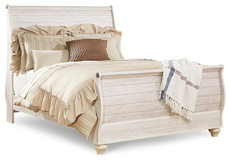 Willowton Whitewash Queen Sleigh Bed, Dresser and Nightstand - B267B59