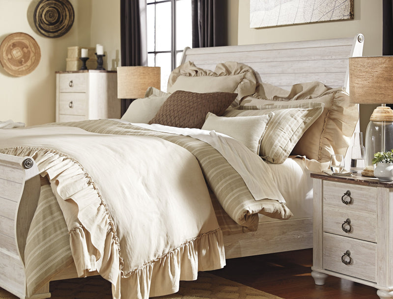 Willowton Whitewash Sleigh Bedroom Set - Lara FurnitureBedroom Set