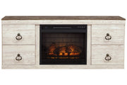 Willowton Whitewash TV Stand with Electric Fireplace - Lara FurnitureTV Stand