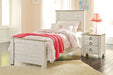 Willowton Whitewash Twin Panel Bed - Gate FurnitureTwin Bed
