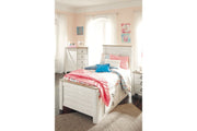 Willowton Whitewash Twin Panel Bed with 2 Storage Drawers - Lara FurnitureTwin Bed