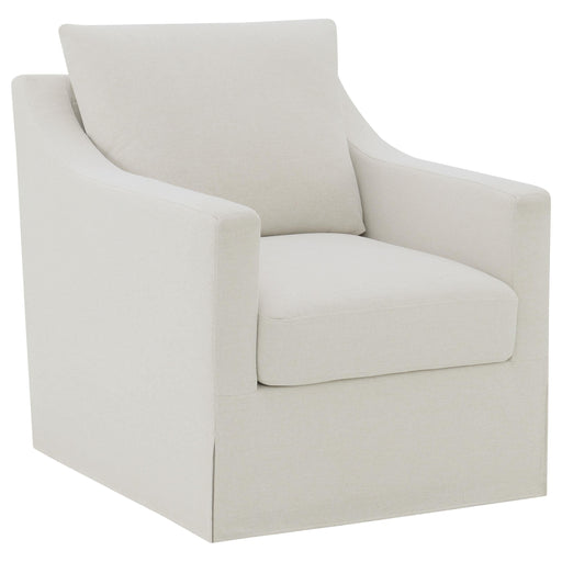 Winter Upholstered Sloped Arm Accent Swivel Chair Beige - 904133