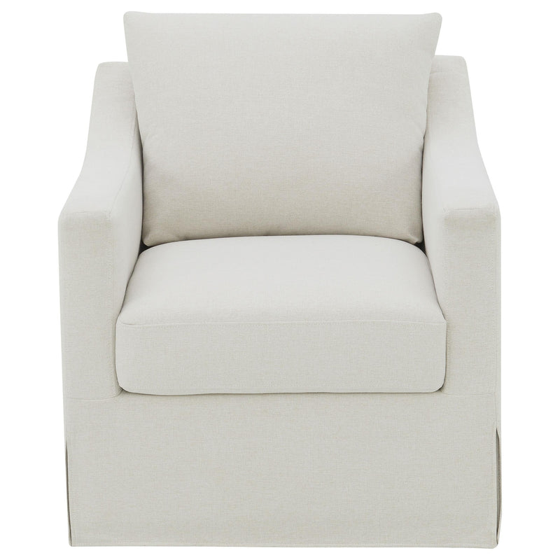 Winter Upholstered Sloped Arm Accent Swivel Chair Beige - 904133