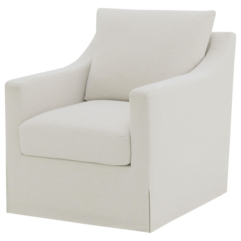 Winter Upholstered Sloped Arm Accent Swivel Chair Beige - 904133