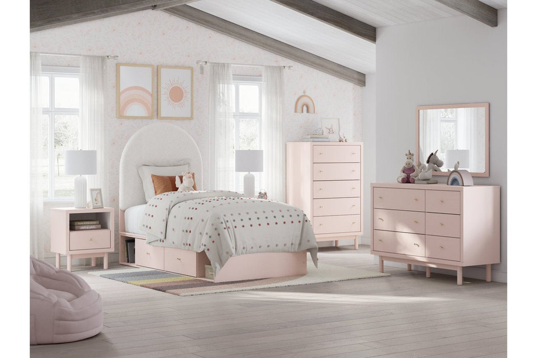 Wistenpine Blush Upholstered Youth Two Side Storage Panel Bedroom Set - Gate FurnitureYouth Bedroom Set